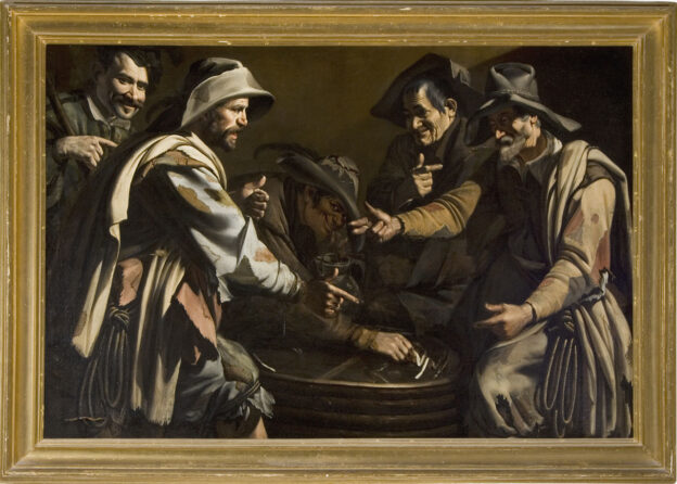 Pittore caravaggesco, attr. a Cecco del Caravaggio (dipinto) Giocatori di morra olio su tela