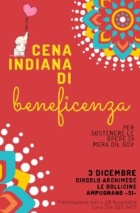 la locandina della cena solidale di sabato 3 dicembre